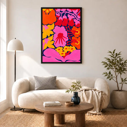 Vibrant Neon Flower Garden Wall Art 5