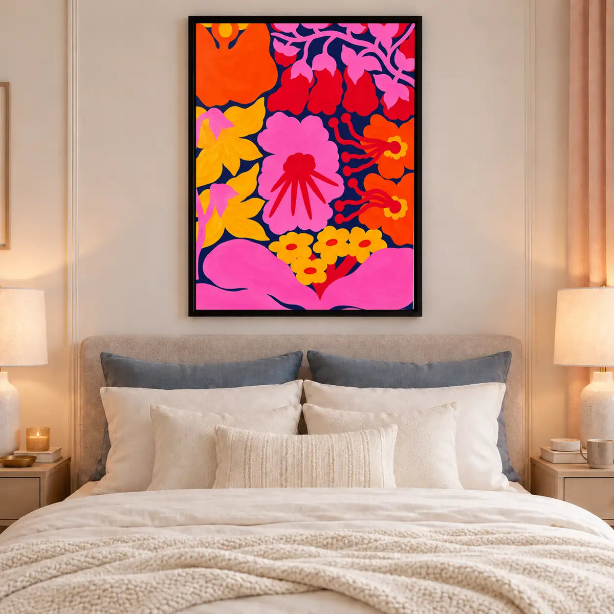Vibrant Neon Flower Garden Wall Art 6
