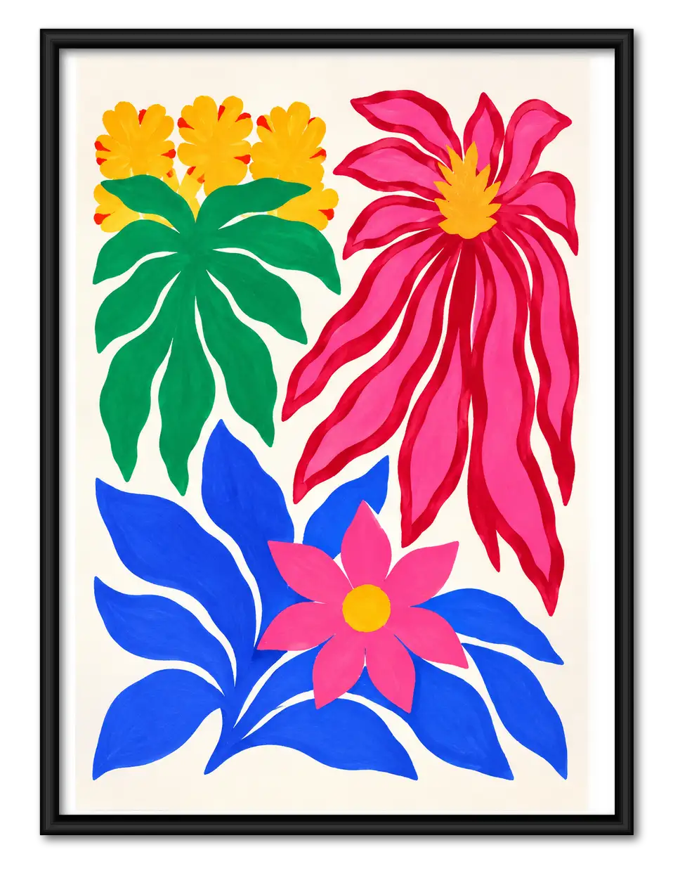 Vibrant Tropical Flower Bouquet Wall Art 1