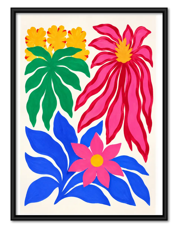 Vibrant Tropical Flower Bouquet Wall Art