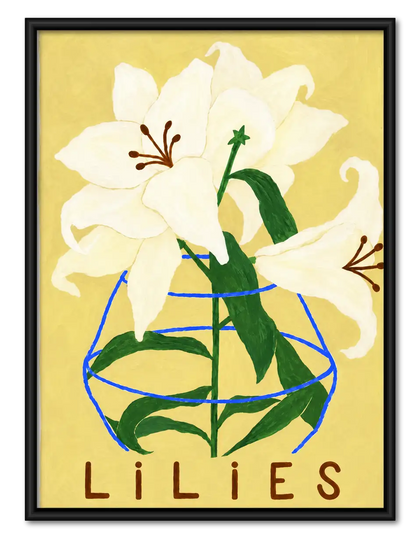 Vintage Lilies Flower Poster Wall Art