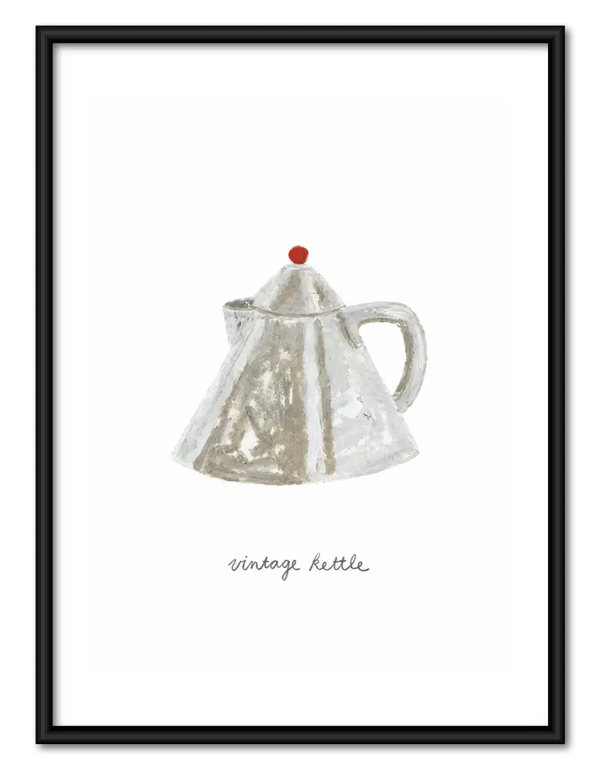 Vintage Silver Teapot Minimal Wall Art