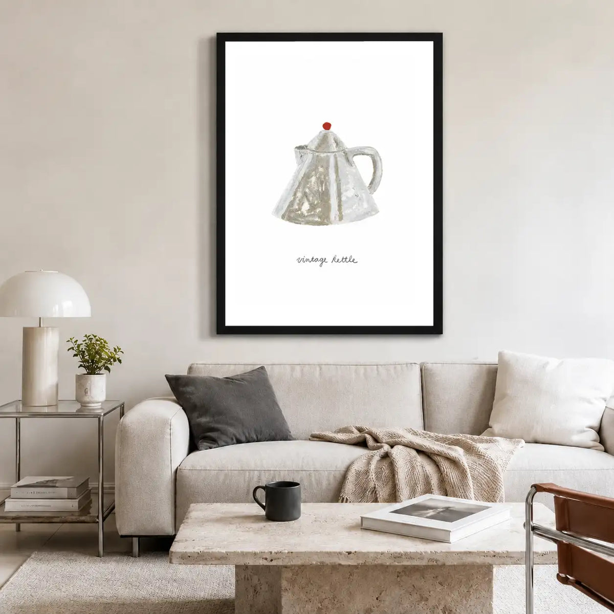 Vintage Silver Teapot Minimal Wall Art 2