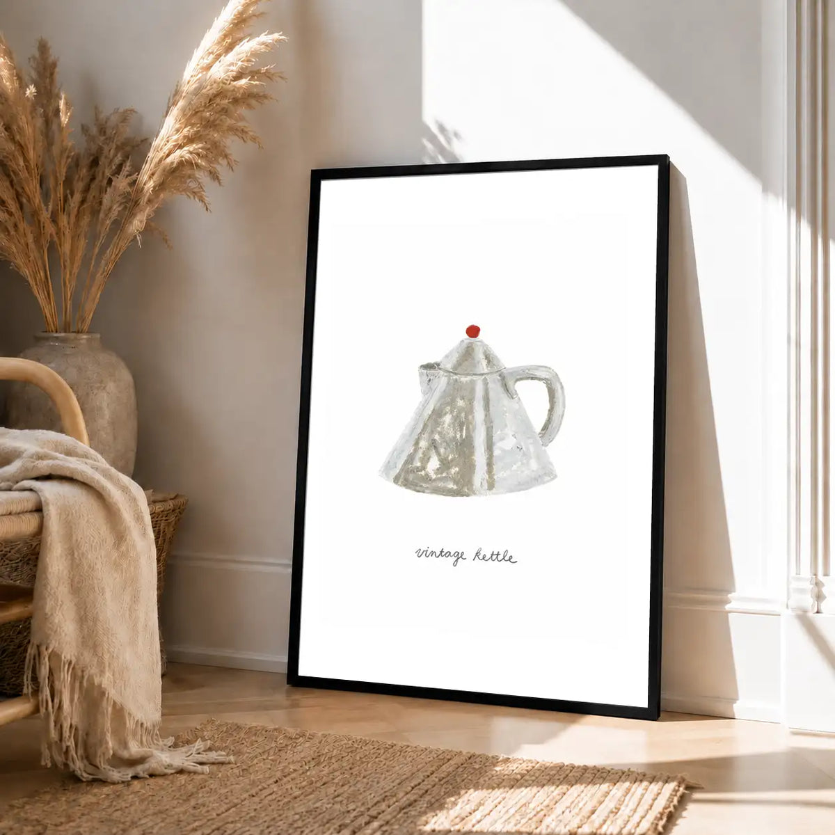 Vintage Silver Teapot Minimal Wall Art 4