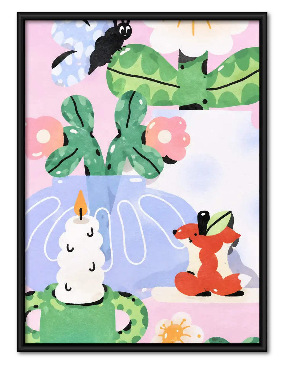 Whimsical Rabbits in Flower Garden Wall Art 1