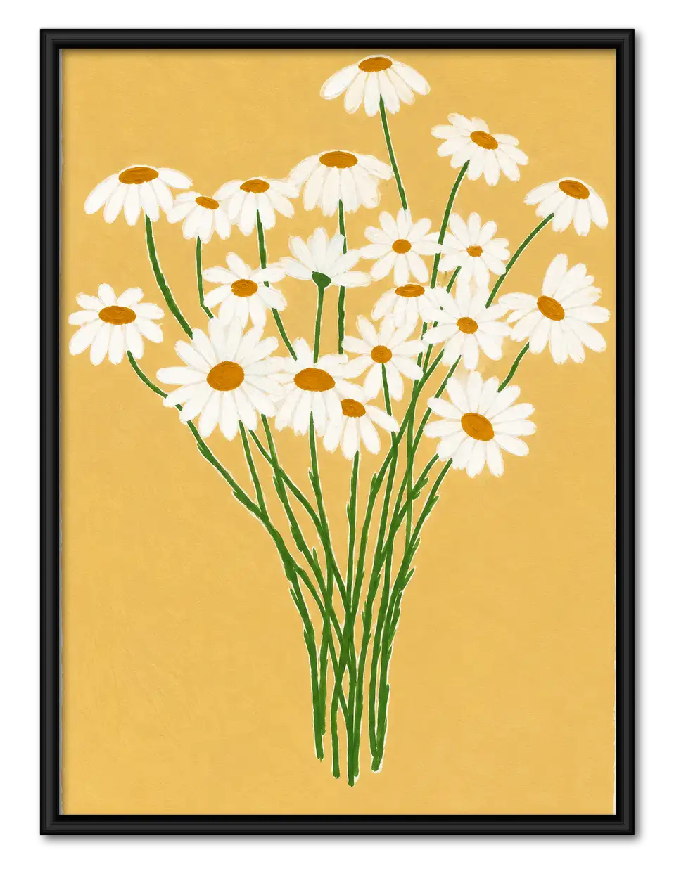 White Daisy Bouquet on Yellow Wall Art 1
