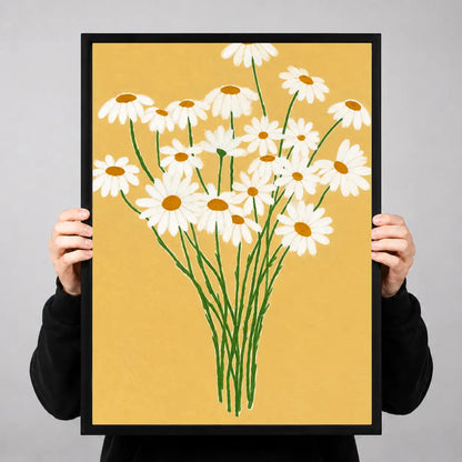 White Daisy Bouquet on Yellow Wall Art 3