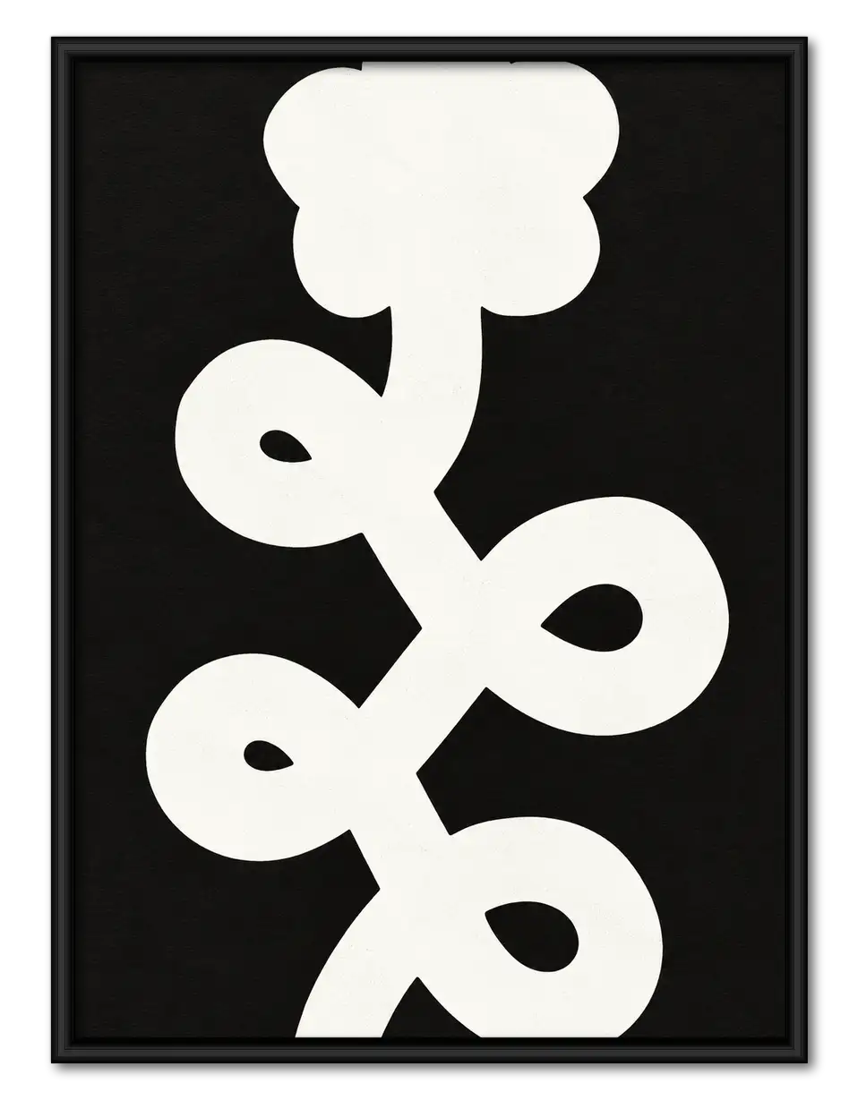 White Floral Symbol on Black Wall Art 1