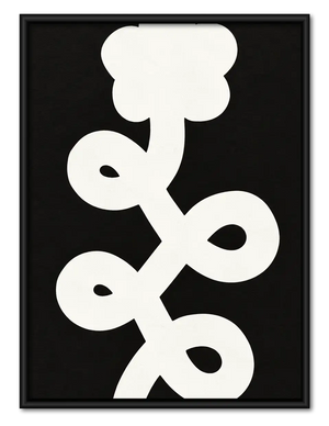 White Floral Symbol on Black Wall Art