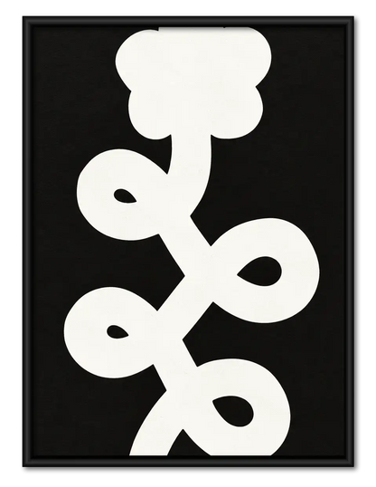 White Floral Symbol on Black Wall Art 1