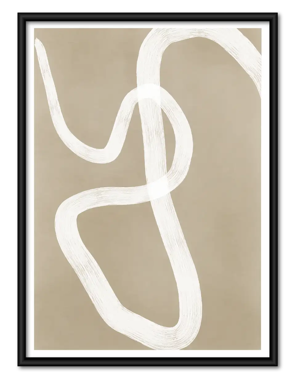 White Loop on Taupe Abstract Wall Art 1