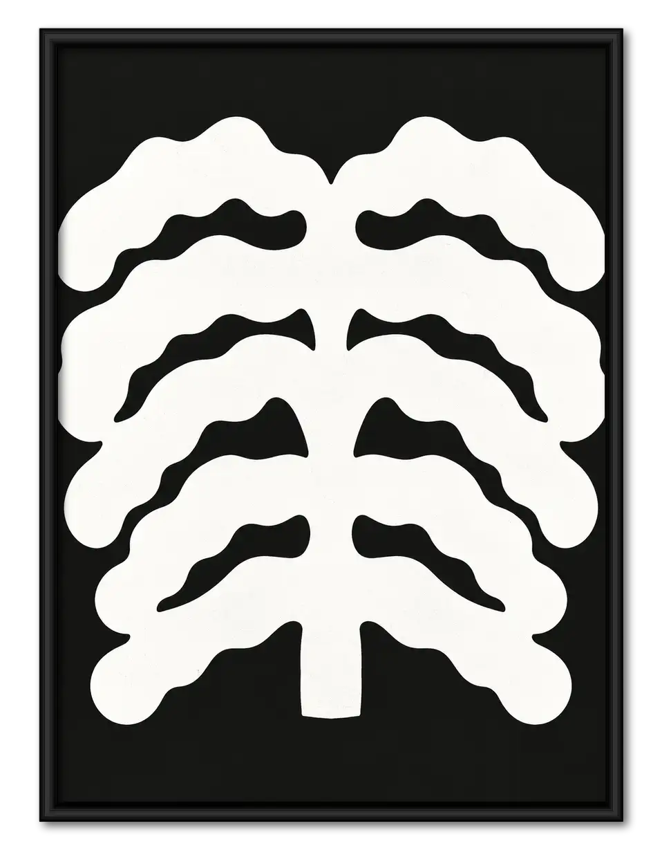 White Ribcage on Black Gothic Wall Art 1