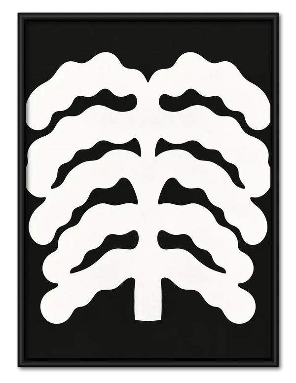White Ribcage on Black Gothic Wall Art