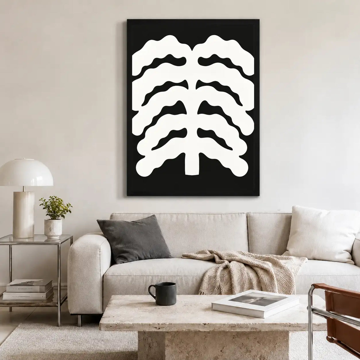 White Ribcage on Black Gothic Wall Art 2