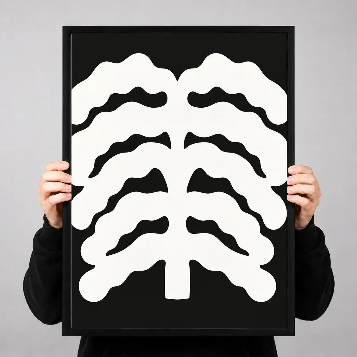 White Ribcage on Black Gothic Wall Art 3