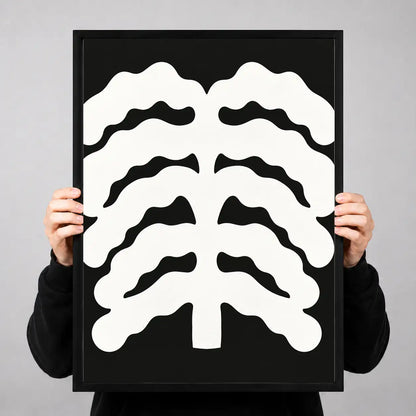White Ribcage on Black Gothic Wall Art 3