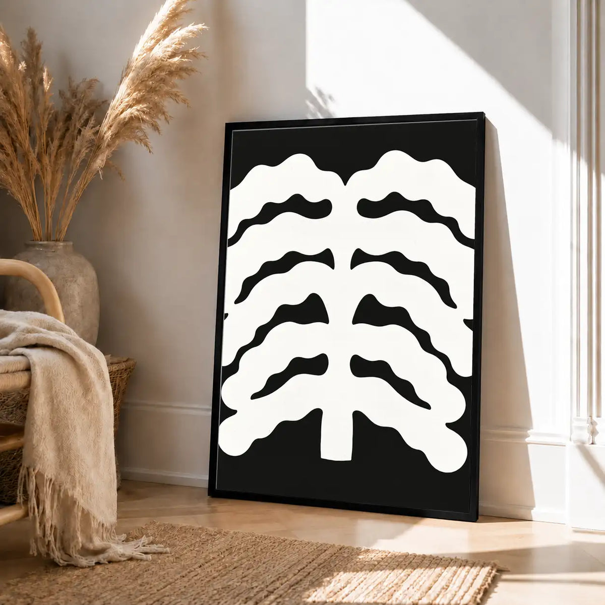 White Ribcage on Black Gothic Wall Art 4