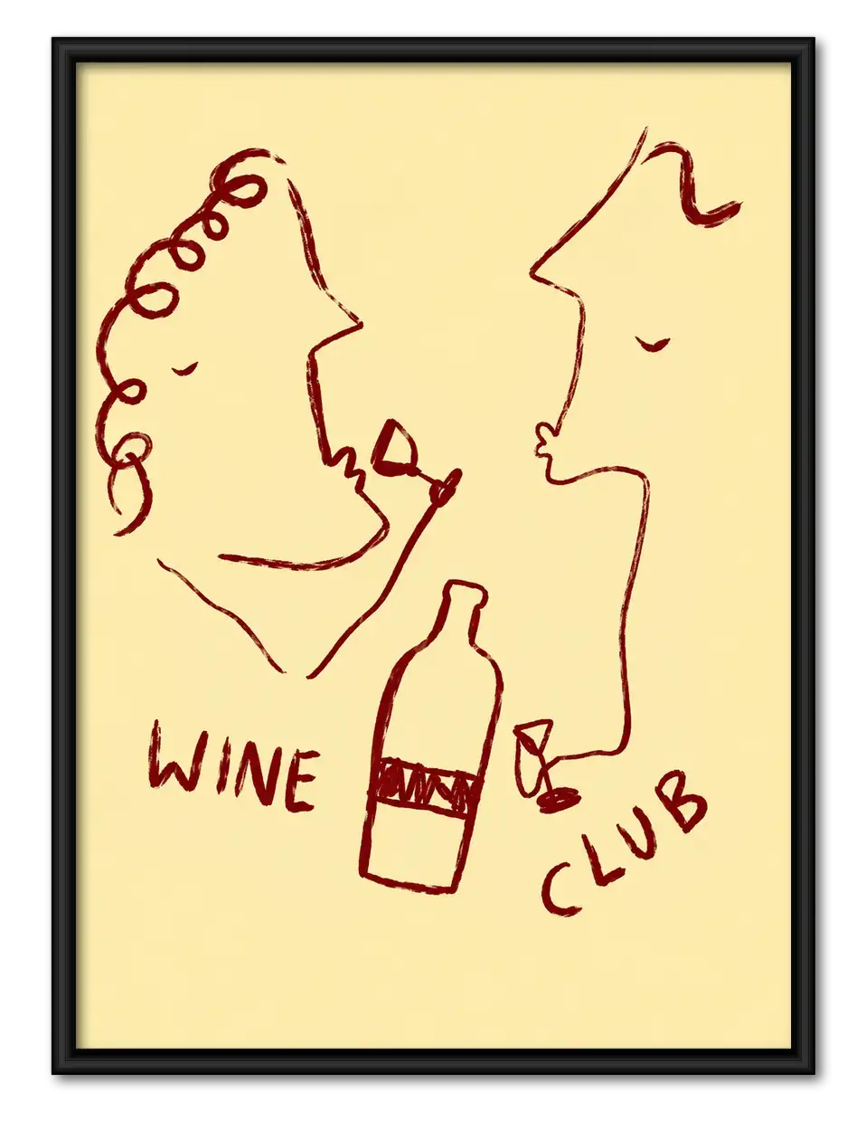 Wine Club Couple Line Art Wall Decor 1