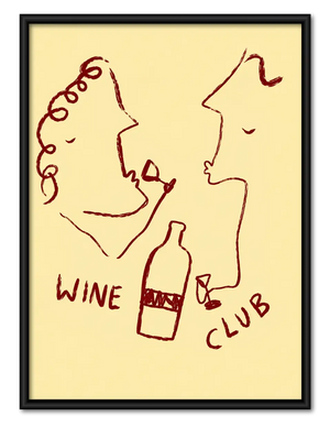 Wine Club Couple Line Art Wall Decor