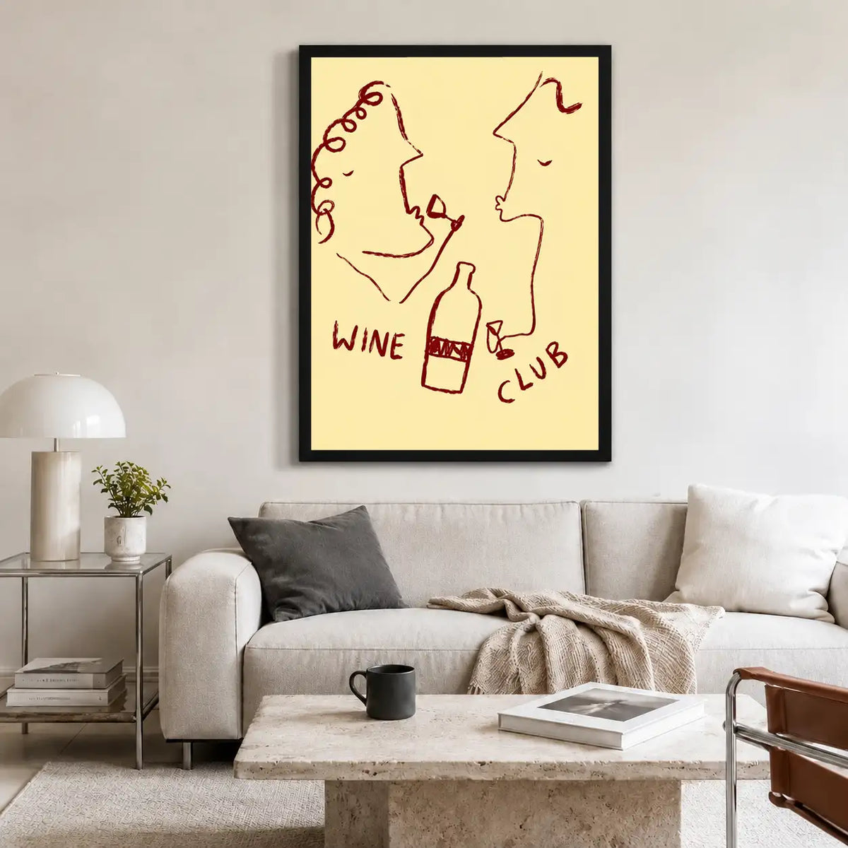 Wine Club Couple Line Art Wall Decor 2