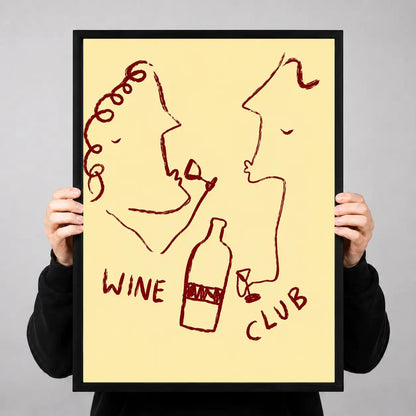 Wine Club Couple Line Art Wall Decor 3