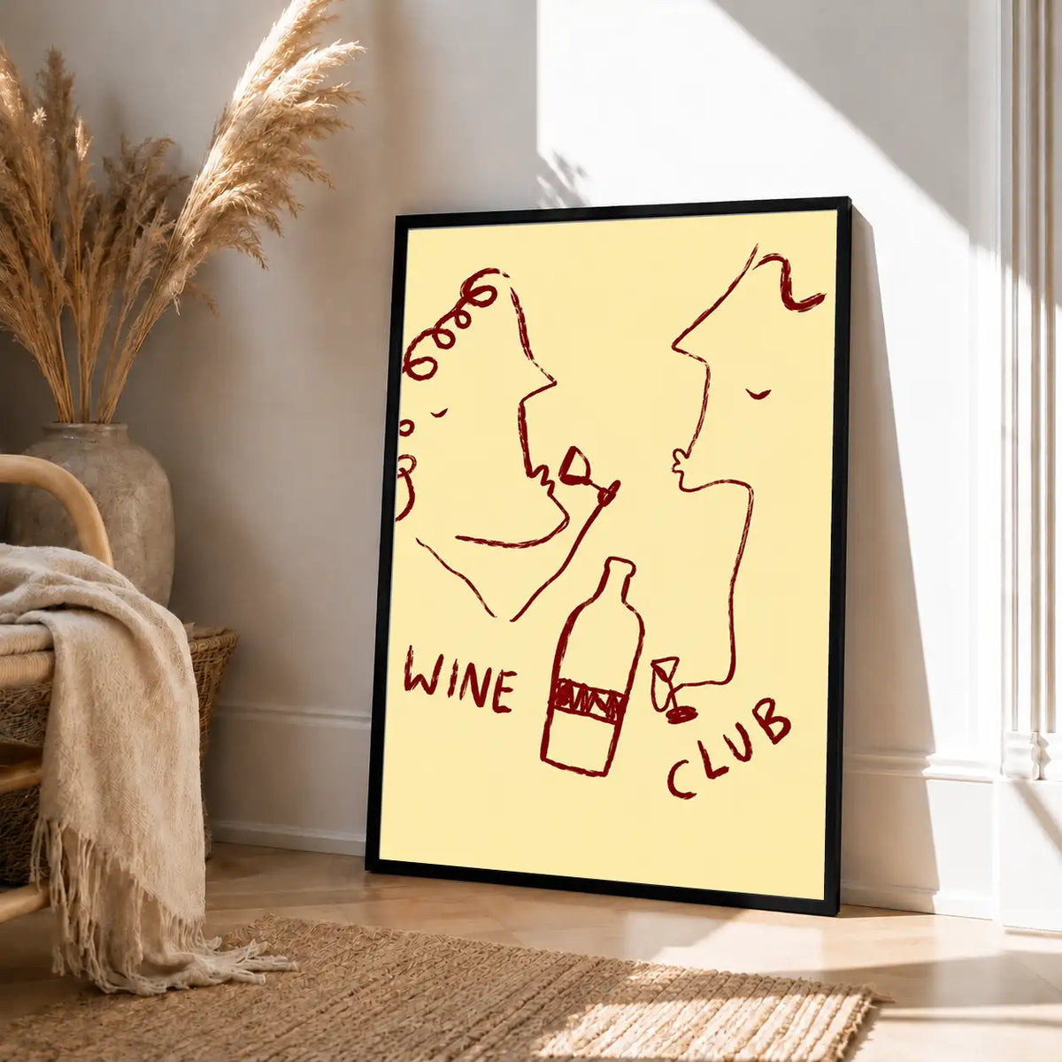 Wine Club Couple Line Art Wall Decor 4