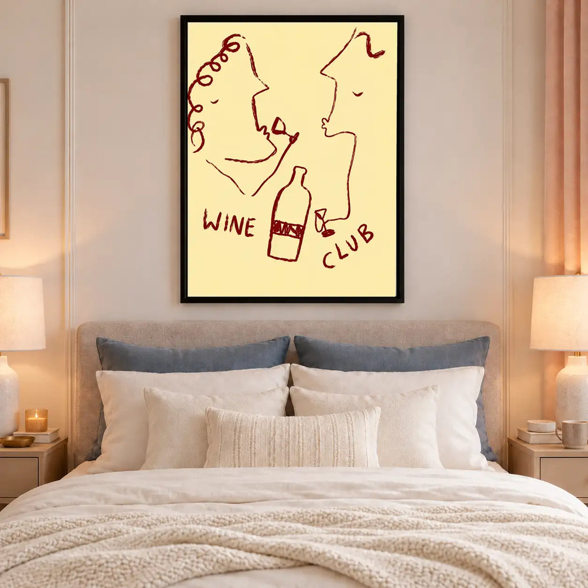 Wine Club Couple Line Art Wall Decor 6