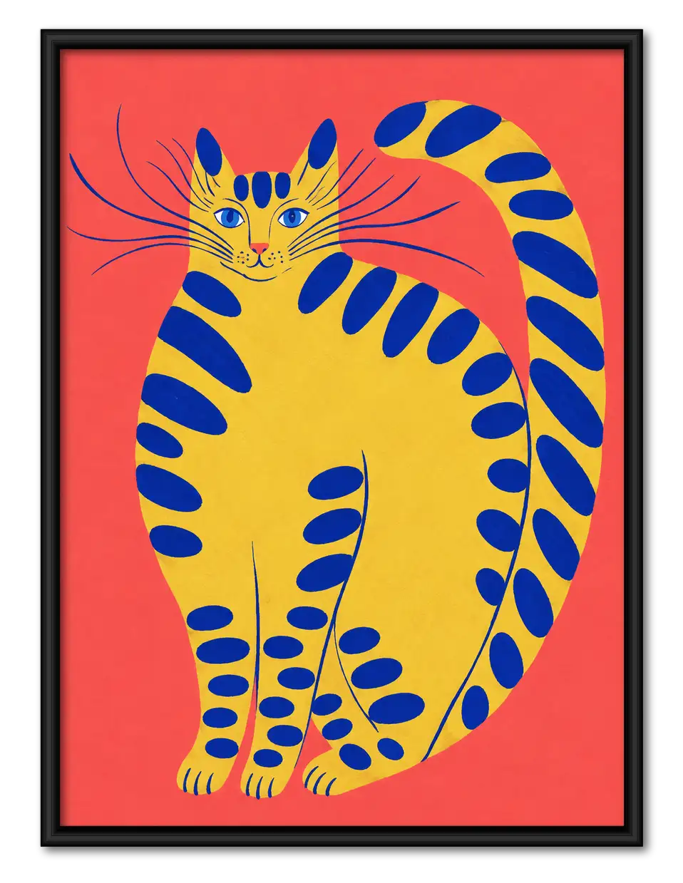 Yellow and Blue Striped Cat Wall Art 1
