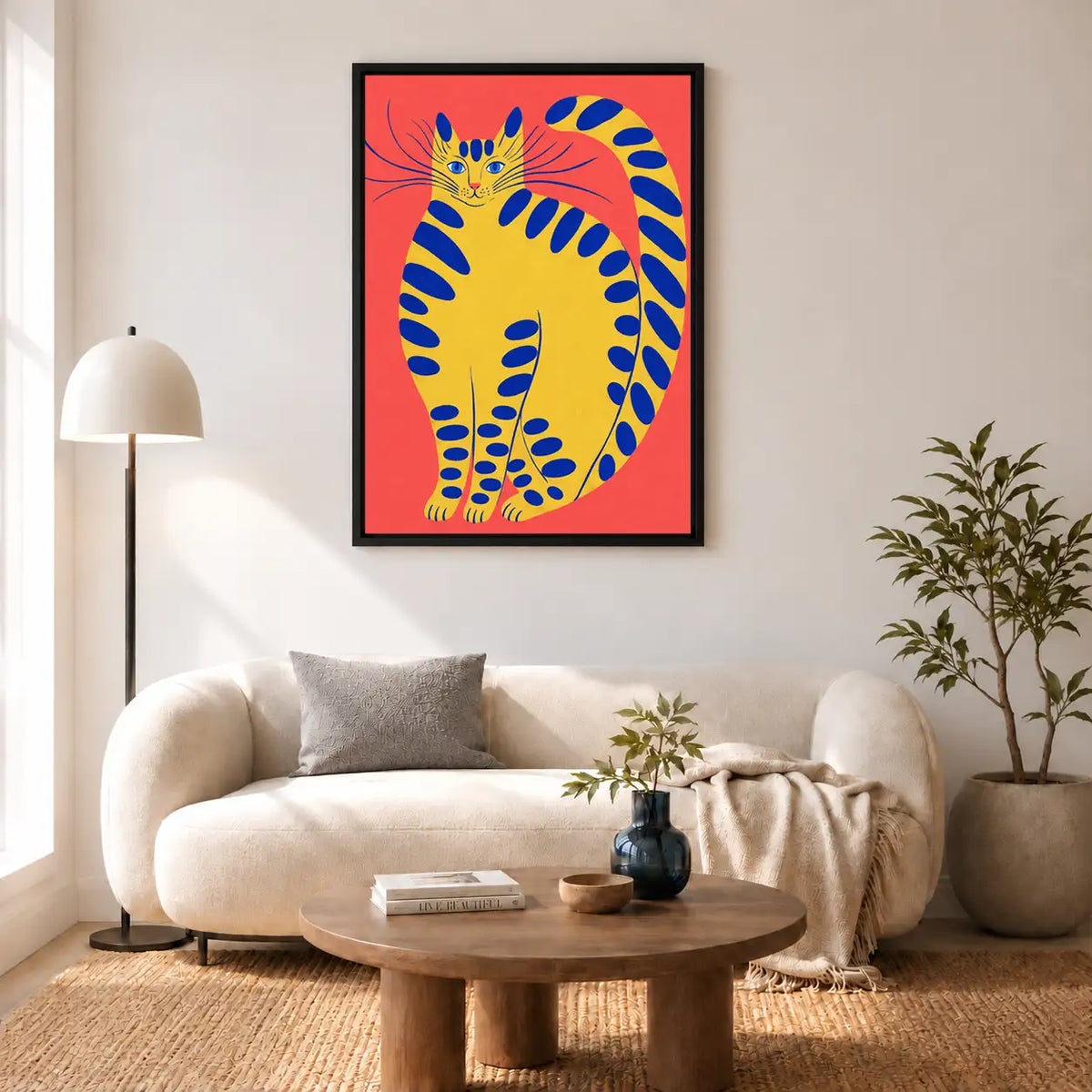Yellow and Blue Striped Cat Wall Art 5