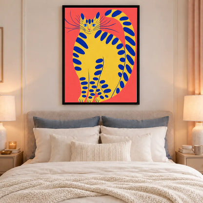 Yellow and Blue Striped Cat Wall Art 6