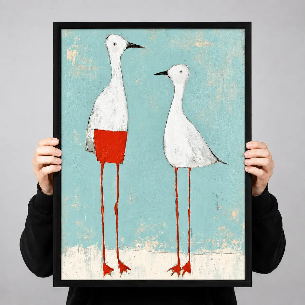 Minimal White Birds Coastal Painting Wall Art 3