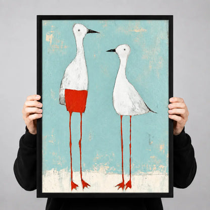 Minimal White Birds Coastal Painting Wall Art 3