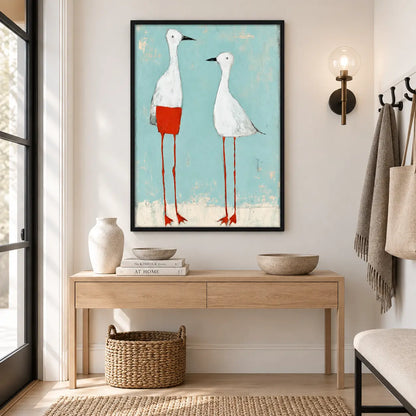 Minimal White Birds Coastal Painting Wall Art 5