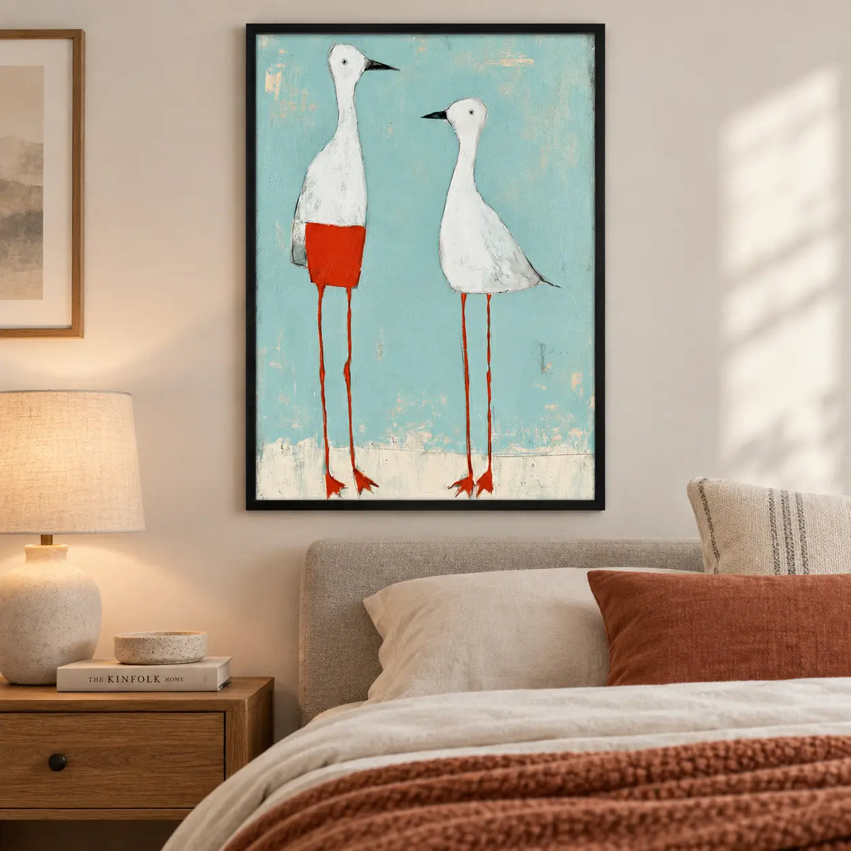 Minimal White Birds Coastal Painting Wall Art 6