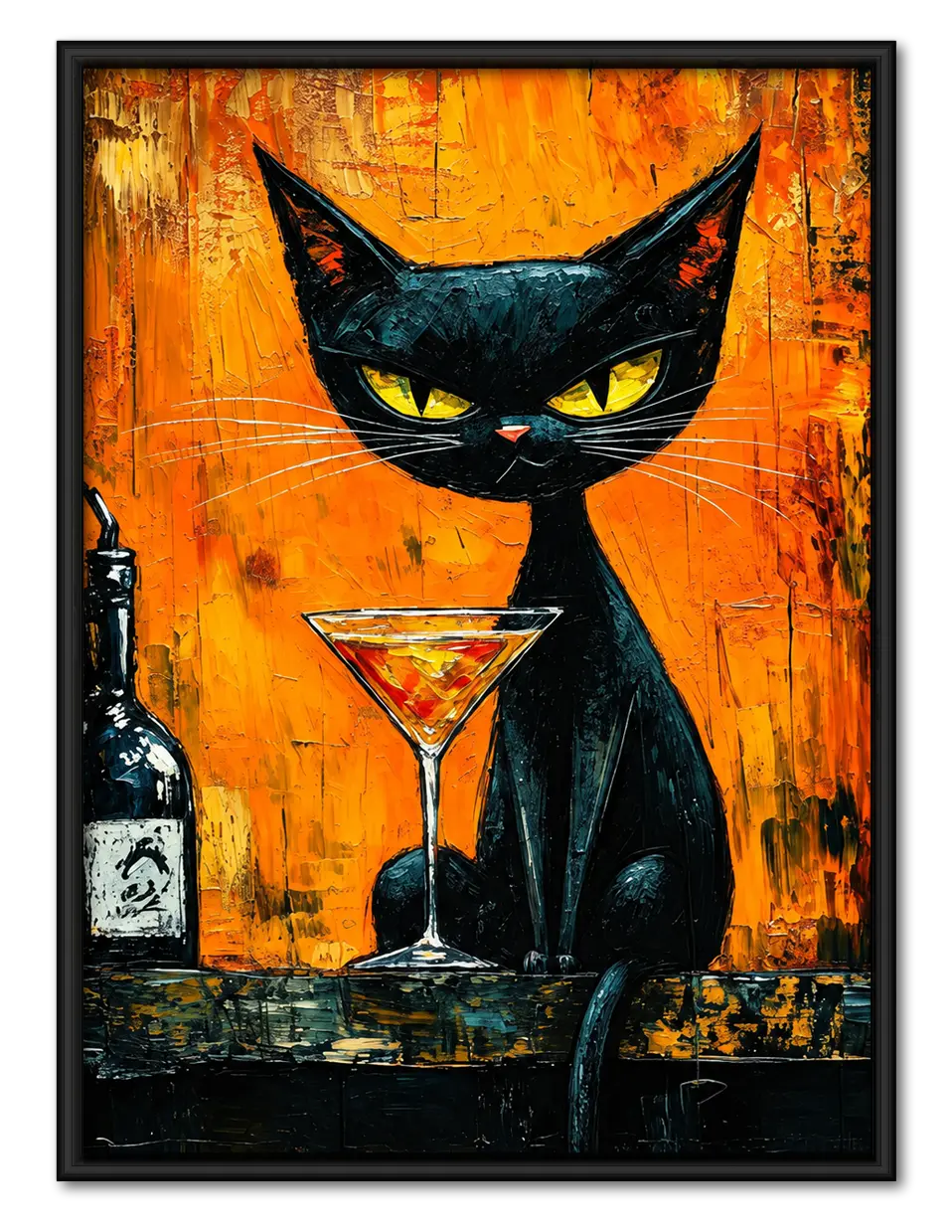 Black Cat Cocktail Orange Pop Art Wall Art 1