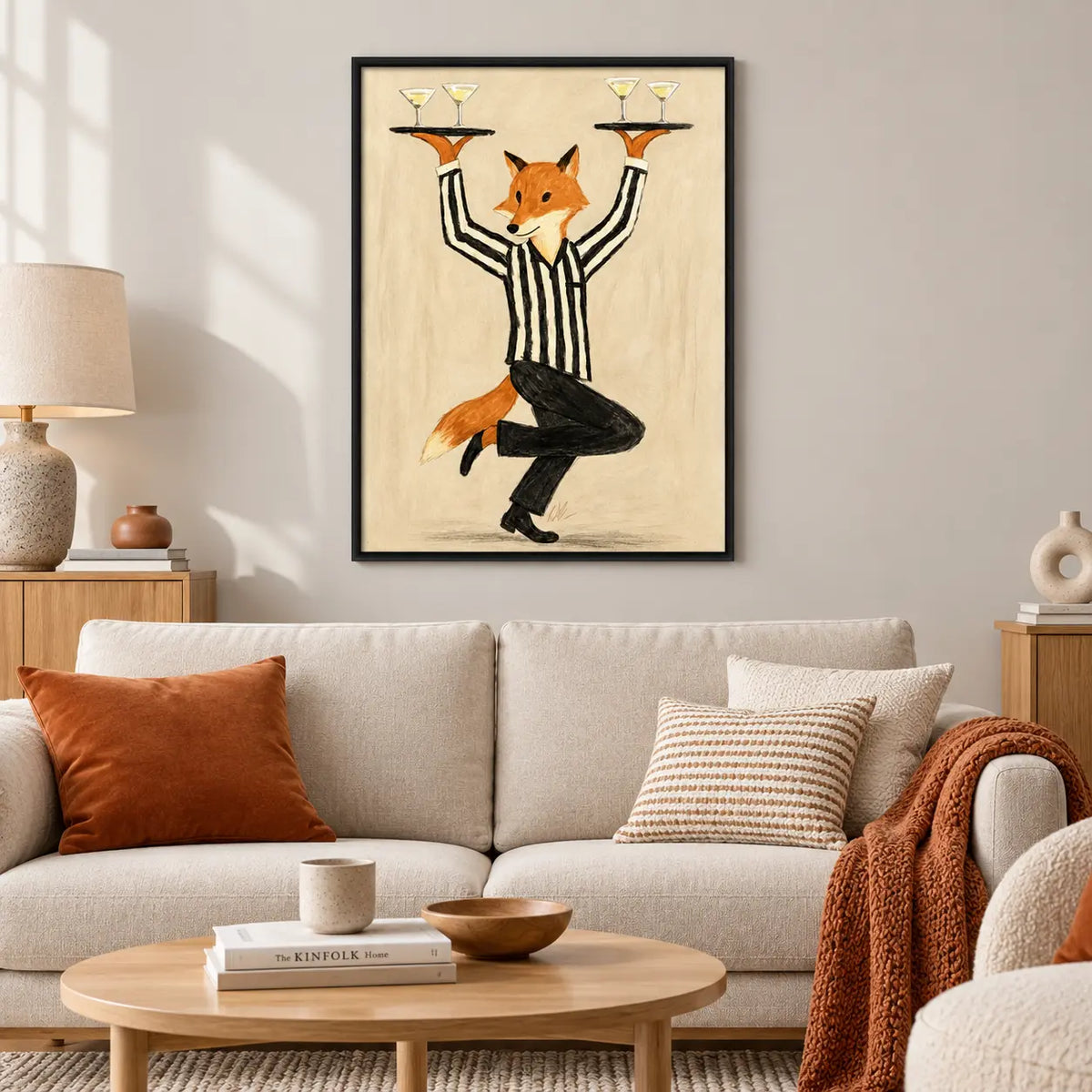 Fox Butler Wine Service Illustration Wall Art 2