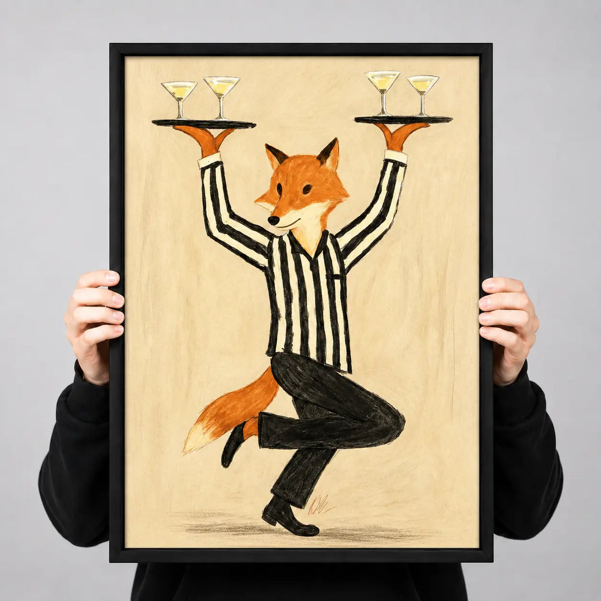 Fox Butler Wine Service Illustration Wall Art 3