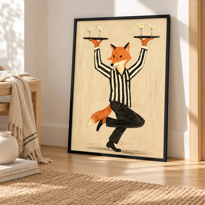 Fox Butler Wine Service Illustration Wall Art 4