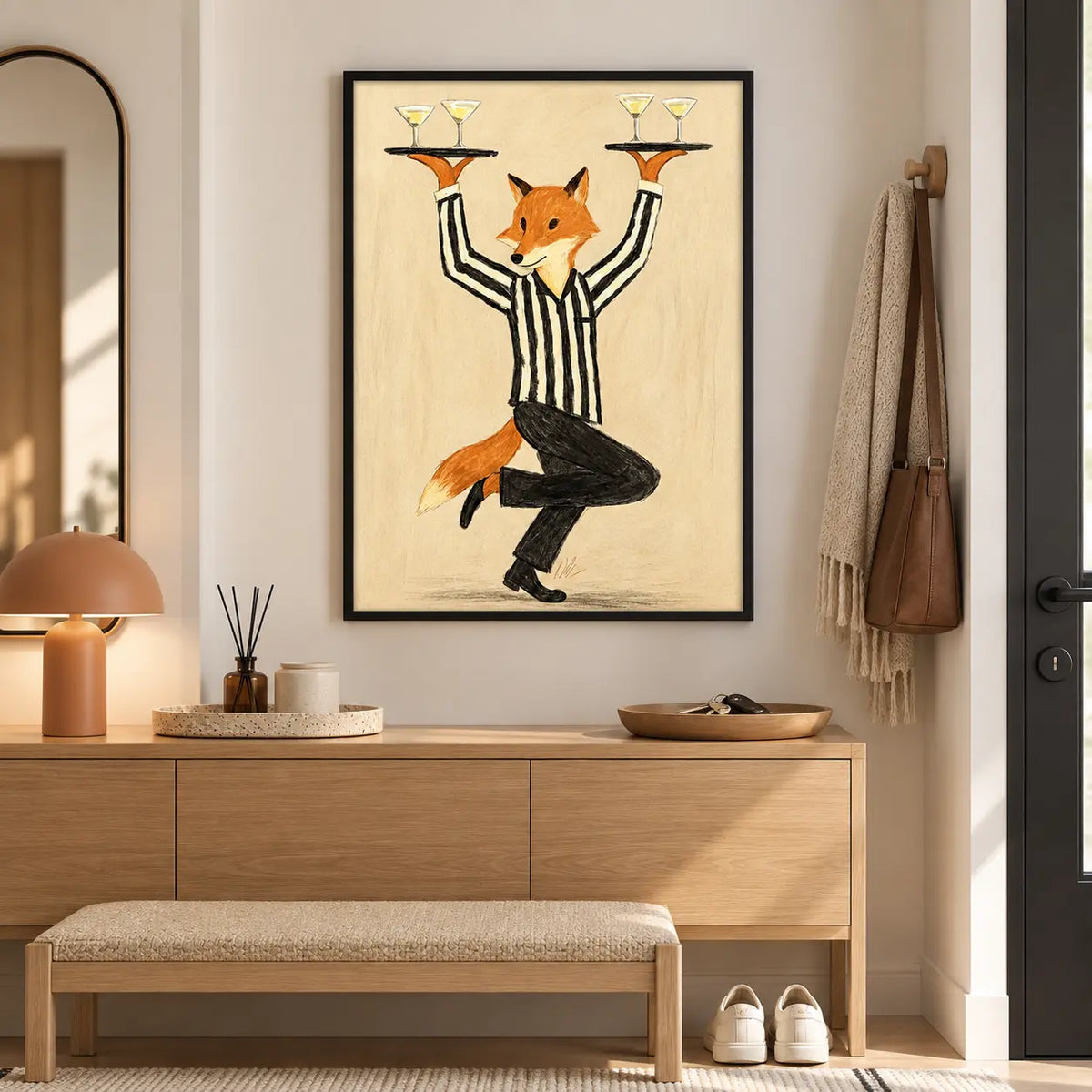 Fox Butler Wine Service Illustration Wall Art 6