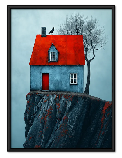 Red Roof Cliff House Landscape Wall Art