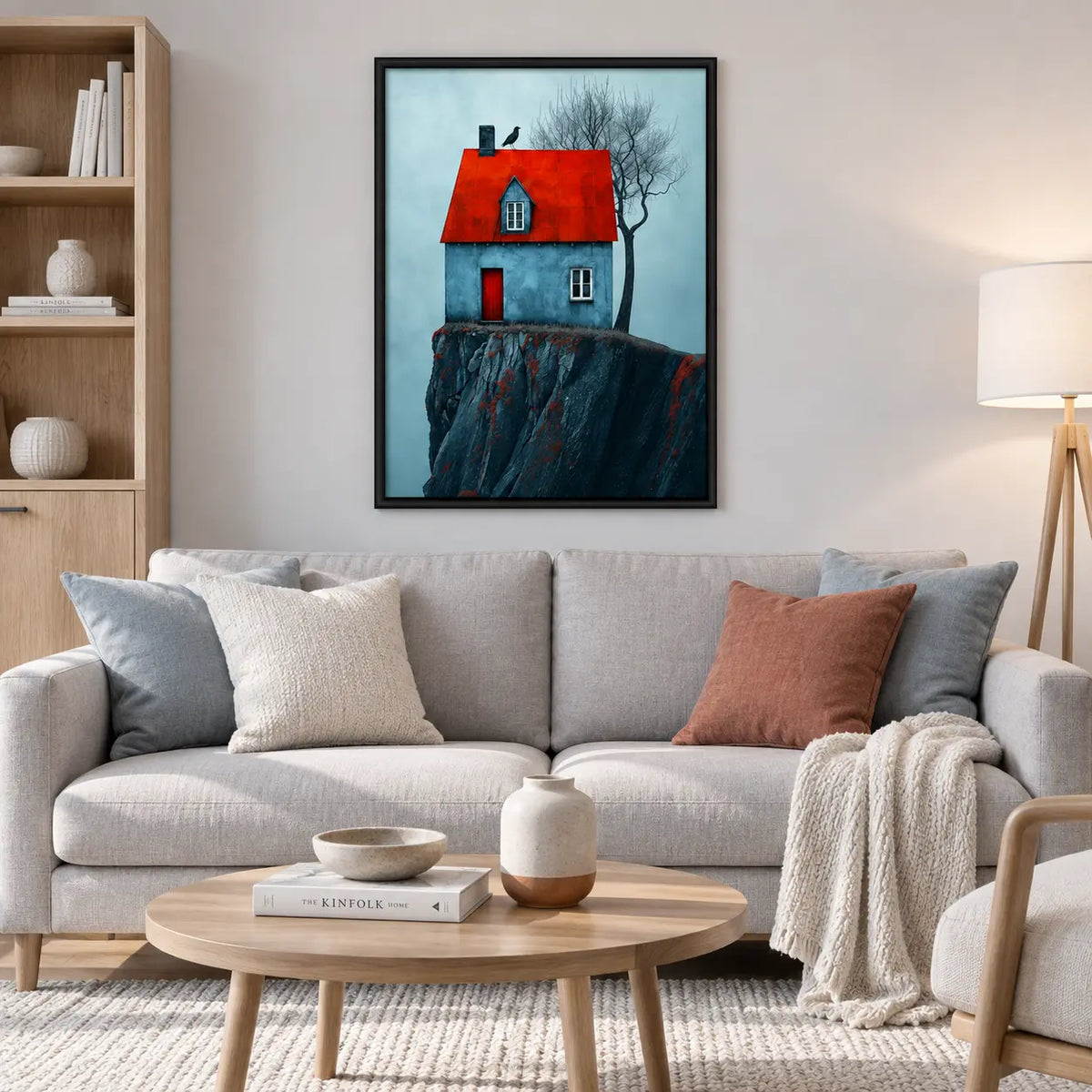 Red Roof Cliff House Landscape Wall Art 2