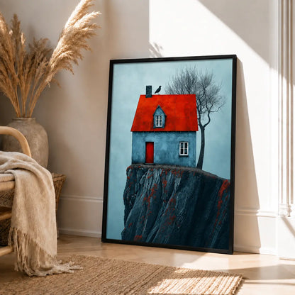 Red Roof Cliff House Landscape Wall Art 4