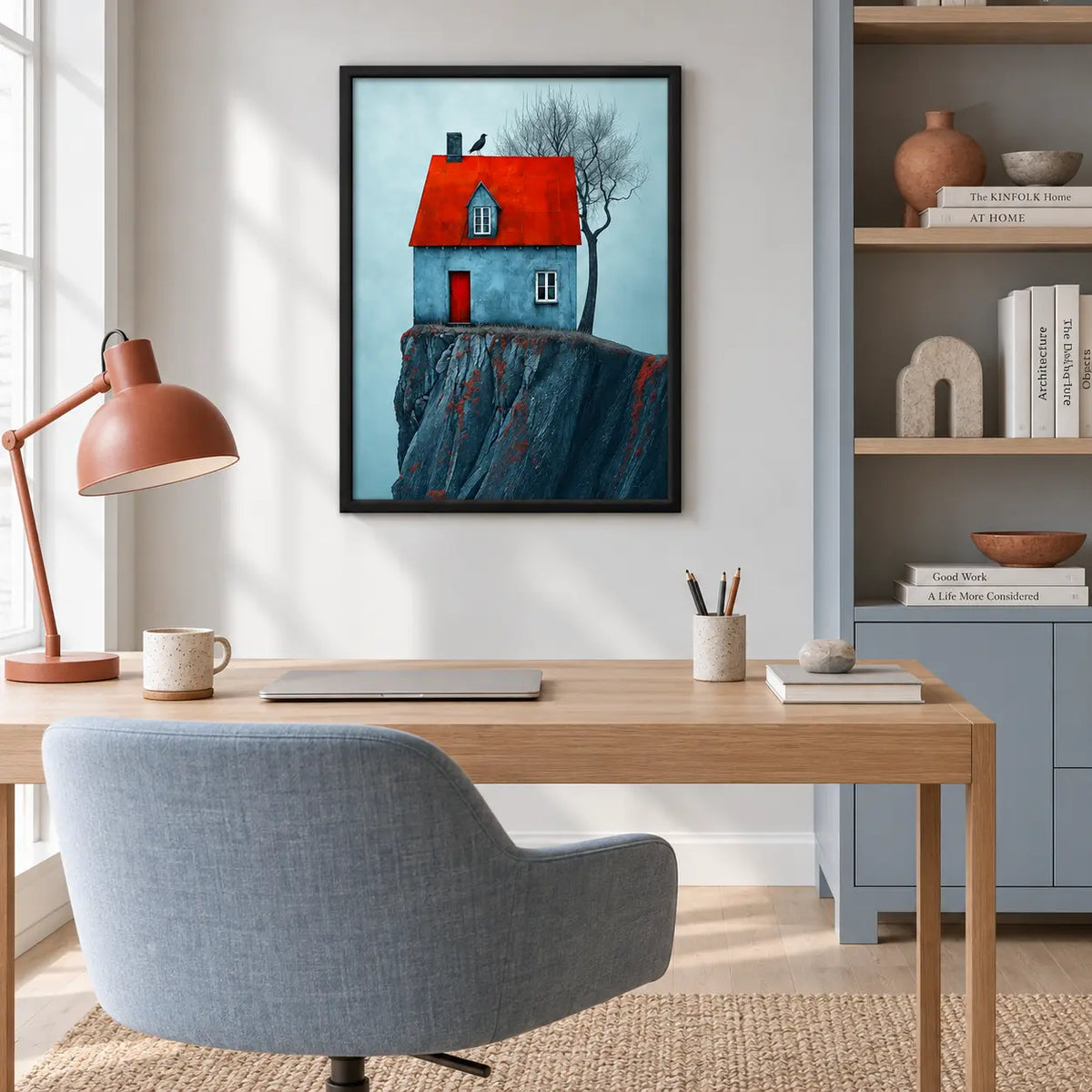 Red Roof Cliff House Landscape Wall Art 6