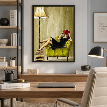 Woman Reading Red Book Lounge Painting Wall Art 5