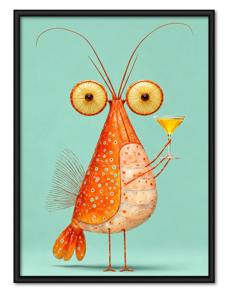 Orange Cocktail Insect Character Wall Art 1