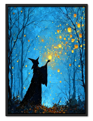 Witch Catching Floating Lanterns Fantasy Wall Art