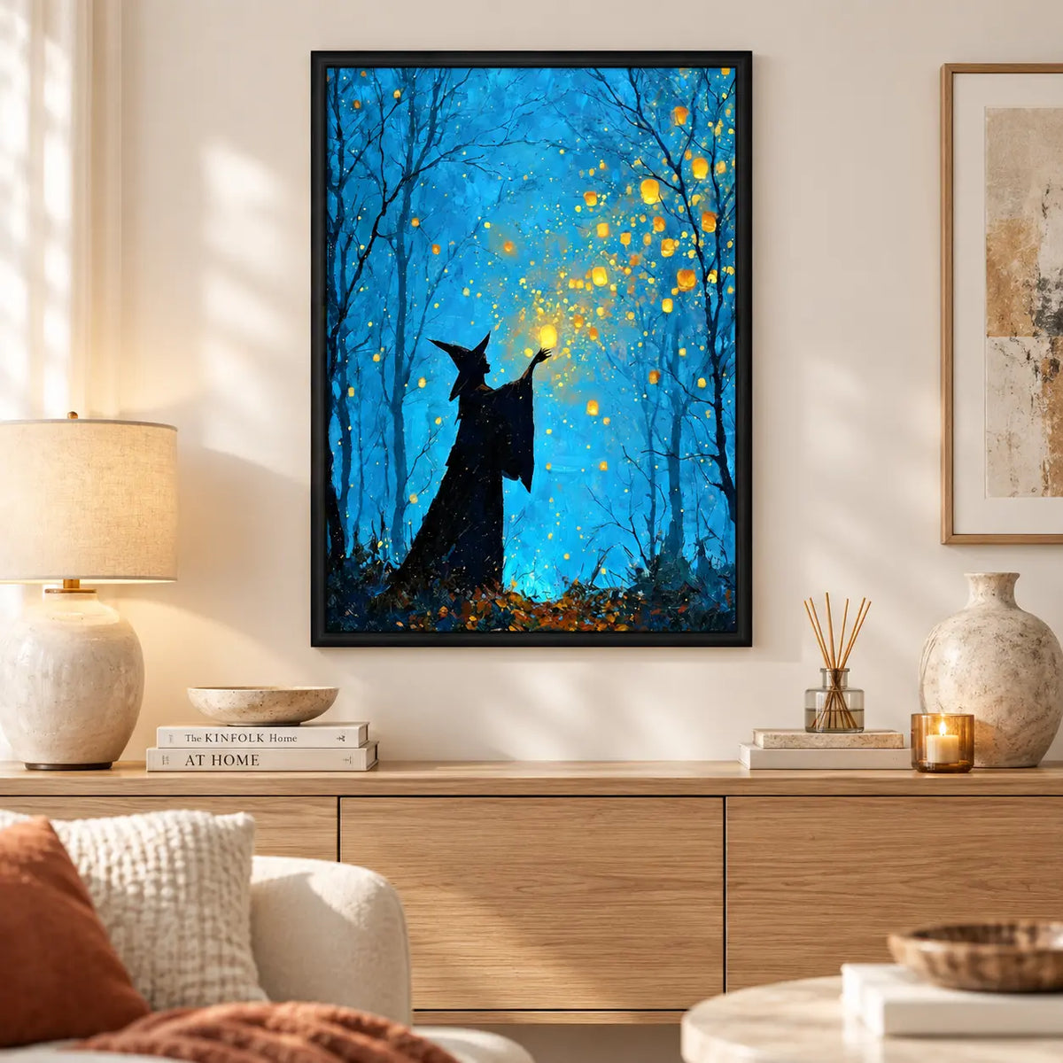 Witch Catching Floating Lanterns Fantasy Wall Art 2