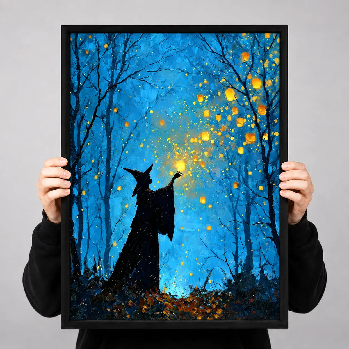 Witch Catching Floating Lanterns Fantasy Wall Art 3