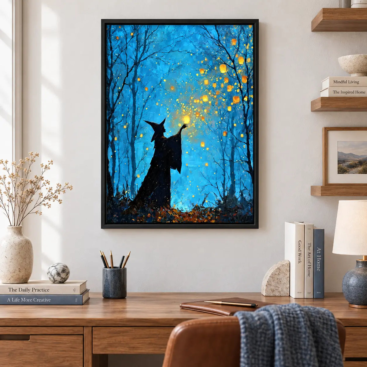 Witch Catching Floating Lanterns Fantasy Wall Art 5