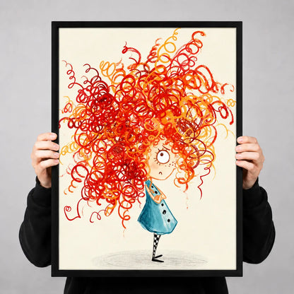 Colorful Curly Hair Girl Abstract Illustration Wall Art 3